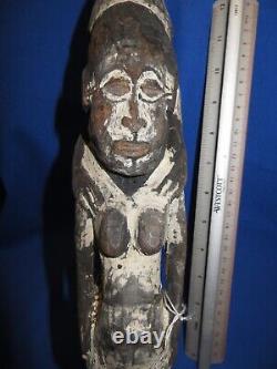 Papua New Guinea Ceremonial Female Small Breast Fertility Figure wit Subut Bird