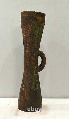 Papua New Guinea Drum Old Wood Carved Tribal Drum