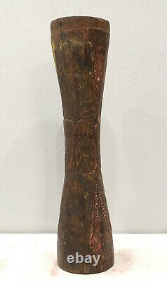 Papua New Guinea Drum Old Wood Carved Tribal Drum