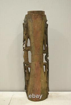 Papua New Guinea Drum Siassi Wood Carved Tribal Drum