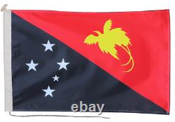 Papua New Guinea Flag with Rope and Toggle Handmade in the UK