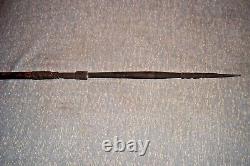 Papua New Guinea Hand Carved Wood Spear Sepik River Tribe Authentic Old 4'f 7in