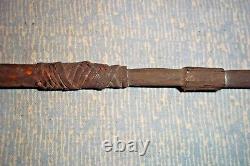 Papua New Guinea Hand Carved Wood Spear Sepik River Tribe Authentic Old 4'f 7in