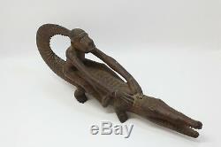 Papua New Guinea Islands Wood Carving Man on Crocodile Hand Carved Wood