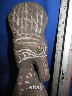 Papua New Guinea Kamanibit Tribe Ancestor Figure Statue Carved Wood Shell Eyes