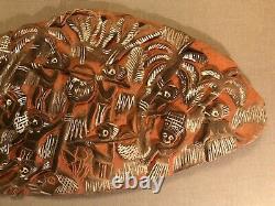 Papua New Guinea Large Carved & Painted Relief Wooden Storyboard Kambot Village