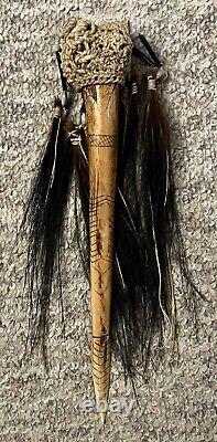 Papua New Guinea Latmul Tribal Cassowary Bone Knife Dagger Knotted Art Ornate