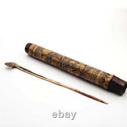 Papua New Guinea Lime Container with Spatula Carved Tribal