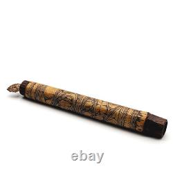 Papua New Guinea Lime Container with Spatula Carved Tribal