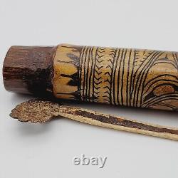 Papua New Guinea Lime Container with Spatula Carved Tribal