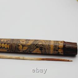 Papua New Guinea Lime Container with Spatula Carved Tribal