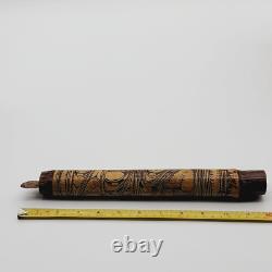 Papua New Guinea Lime Container with Spatula Carved Tribal