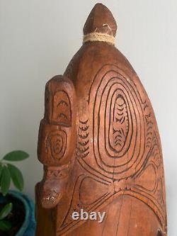 Papua New Guinea Mask Sepik River Large Hardwood Mask on Stand