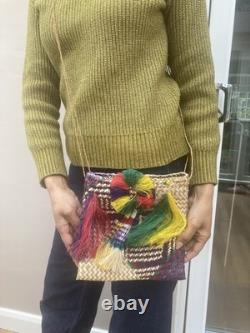 Papua New Guinea Natural Fibre Muruk Sepik Tasseled Colourful Basket Tote Bag