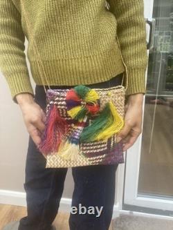 Papua New Guinea Natural Fibre Muruk Sepik Tasseled Colourful Basket Tote Bag