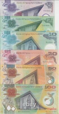 Papua New Guinea P. 28-33 6 value set 2-5-10-20-50-100 Kina, 2008-14, UNC 2001 YYY