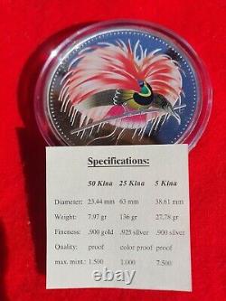 Papua New Guinea (PNG) BIRD OF PARADISE 25 KINA Silver Coin (136 g, 0.925 Ag)