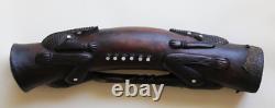 Papua New Guinea PNG Carved Wooden Hand Drum Kundu Tribal Art 48cm Long