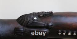 Papua New Guinea PNG Carved Wooden Hand Drum Kundu Tribal Art 48cm Long