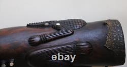 Papua New Guinea PNG Carved Wooden Hand Drum Kundu Tribal Art 48cm Long