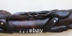 Papua New Guinea PNG Carved Wooden Hand Drum Kundu Tribal Art 48cm Long