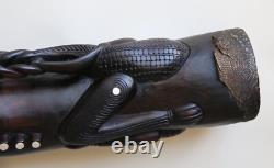 Papua New Guinea PNG Carved Wooden Hand Drum Kundu Tribal Art 48cm Long