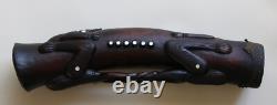 Papua New Guinea PNG Carved Wooden Hand Drum Kundu Tribal Art 48cm Long