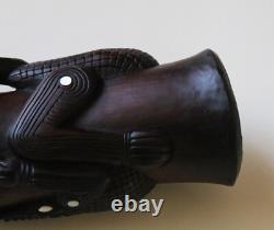 Papua New Guinea PNG Carved Wooden Hand Drum Kundu Tribal Art 48cm Long