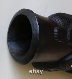 Papua New Guinea PNG Carved Wooden Hand Drum Kundu Tribal Art 48cm Long