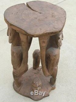 Papua New Guinea Polychrome Fertility Huge Hand Carved Painted Stool From Museum