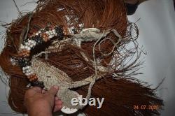 Papua New Guinea Ritual Headress, Raffia, Shell, Feathers 25, 1900s