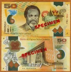 Papua New Guinea, SPECIMEN, POLYMER, 50 Kina, 2012 P-32s, UNC