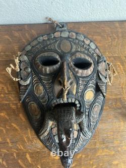 Papua New Guinea Savi Cultural Mask Featuring Crocodile Tongue