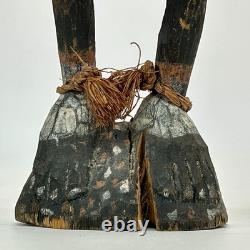 Papua New Guinea Sepik Ancestor Figure Cowrie Eyes 15? Carved Wood Mid C VTG