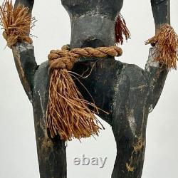 Papua New Guinea Sepik Ancestor Figure Cowrie Eyes 15? Carved Wood Mid C VTG