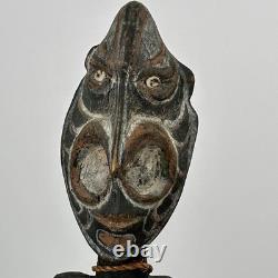 Papua New Guinea Sepik Ancestor Figure Cowrie Eyes 15? Carved Wood Mid C VTG