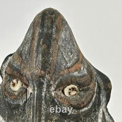 Papua New Guinea Sepik Ancestor Figure Cowrie Eyes 15? Carved Wood Mid C VTG