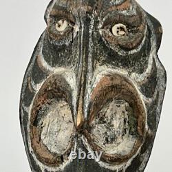 Papua New Guinea Sepik Ancestor Figure Cowrie Eyes 15? Carved Wood Mid C VTG
