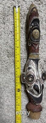 Papua New Guinea Sepik River Carved Flute with Bamboo Tube Tribal Oceanic Art