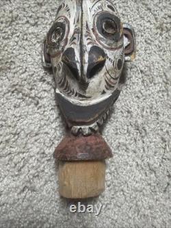 Papua New Guinea Sepik River Carved Flute with Bamboo Tube Tribal Oceanic Art