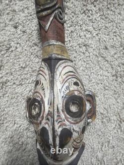 Papua New Guinea Sepik River Carved Flute with Bamboo Tube Tribal Oceanic Art