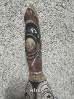 Papua New Guinea Sepik River Carved Flute with Bamboo Tube Tribal Oceanic Art