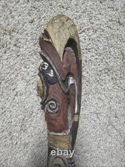 Papua New Guinea Sepik River Carved Flute with Bamboo Tube Tribal Oceanic Art