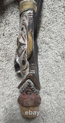 Papua New Guinea Sepik River Carved Flute with Bamboo Tube Tribal Oceanic Art