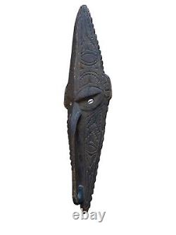 Papua New Guinea Sepik River Carved Wood Ancestral Protector Mask Tribal Vintage