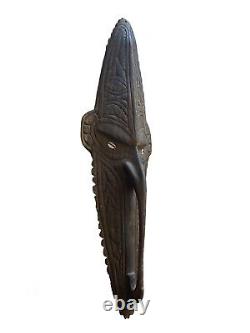 Papua New Guinea Sepik River Carved Wood Ancestral Protector Mask Tribal Vintage