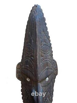 Papua New Guinea Sepik River Carved Wood Ancestral Protector Mask Tribal Vintage