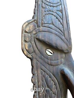 Papua New Guinea Sepik River Carved Wood Ancestral Protector Mask Tribal Vintage