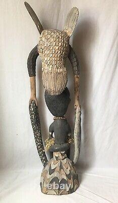Papua New Guinea Sepik River Carved Wooden Man Statue Bird Fish Tribal Art 30