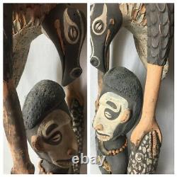 Papua New Guinea Sepik River Carved Wooden Man Statue Bird Fish Tribal Art 30